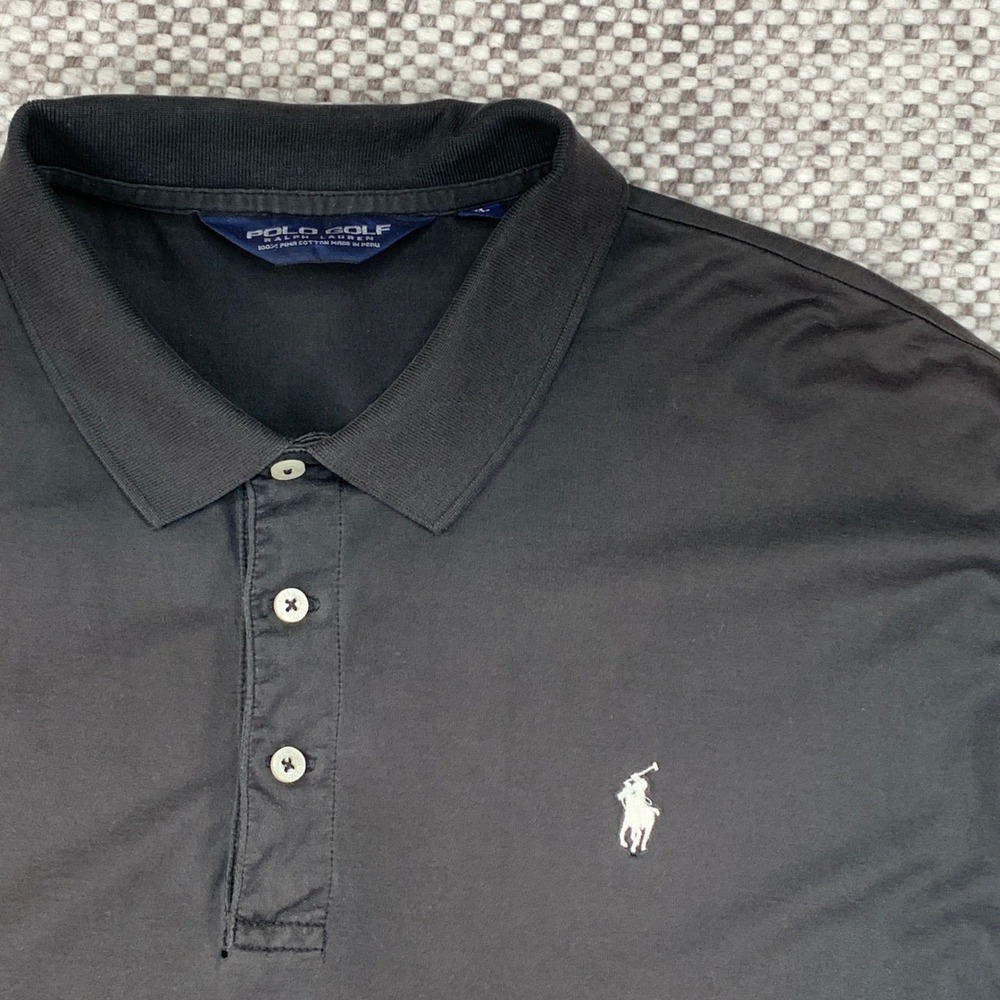 Polo Golf Ralph Lauren Polo Shirt Mens XL Black Pima Cotton Short Sleeve Logo
